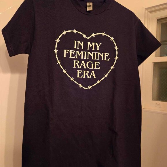 t-shirt tee shirt "I'm in my feminine rage era" unisex small feminist punk goth - Picture 1 of 6